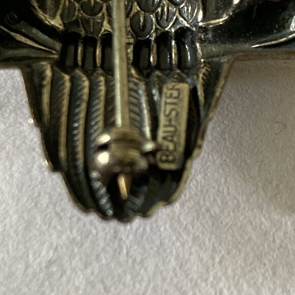 Vintage Owl Brooch 925 Cast Sterling Silver Patinated Bird Pin Signed Beau STER - Picture 6 of 10